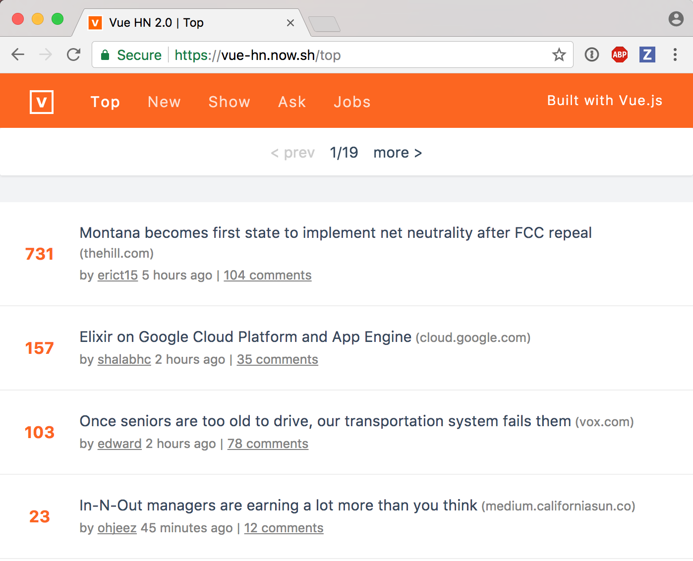 HackerNews with Vue