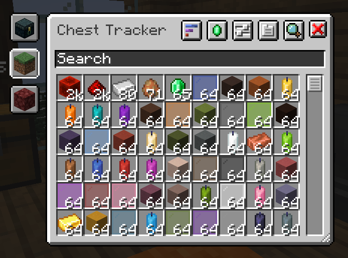 An example of the main GUI, showing a list of remembered items.