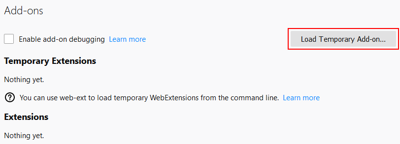 Firefox "Load Temporary Add-on..."