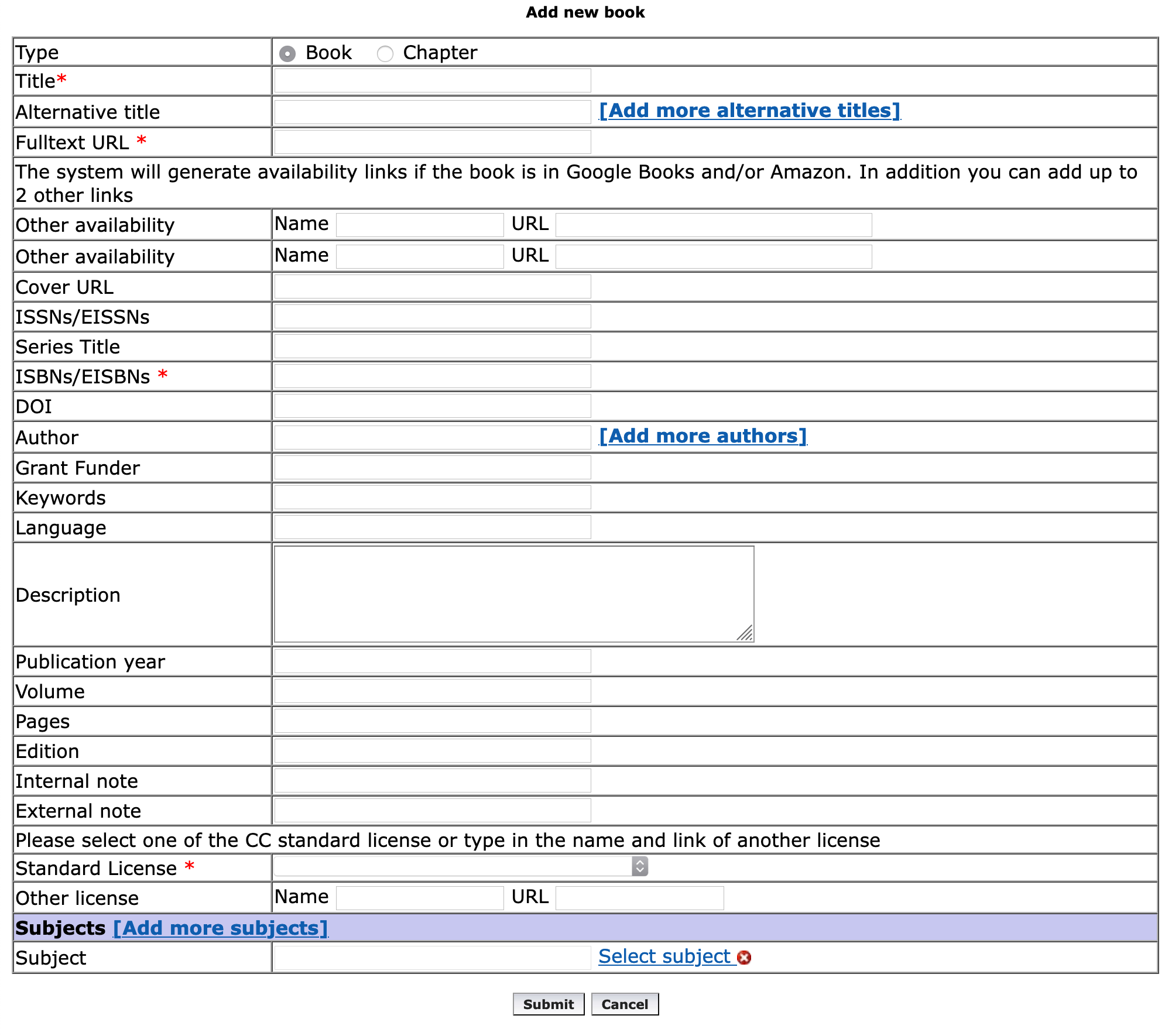 DOAB Metadata Upload Form