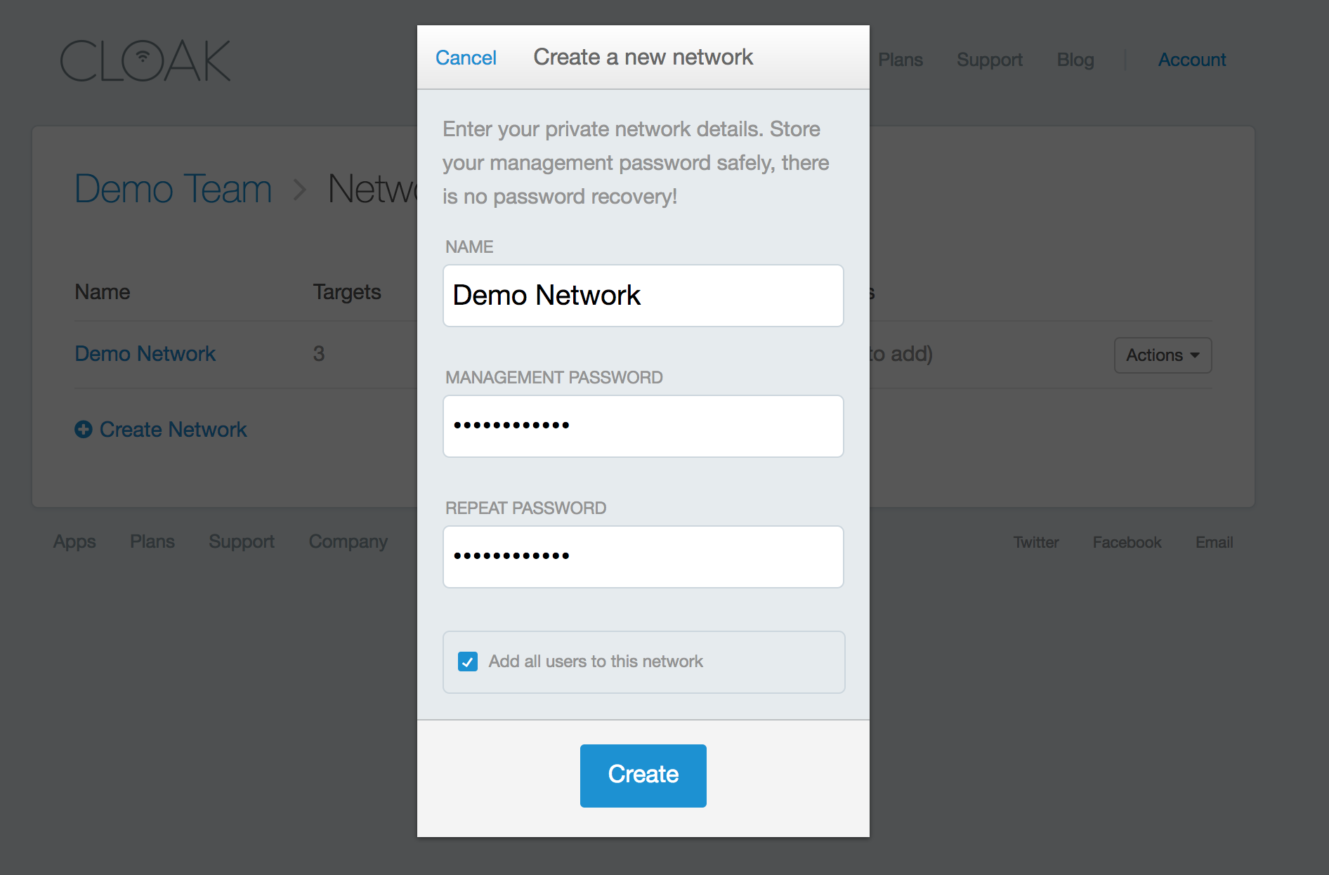 Cloak - Create Private Network