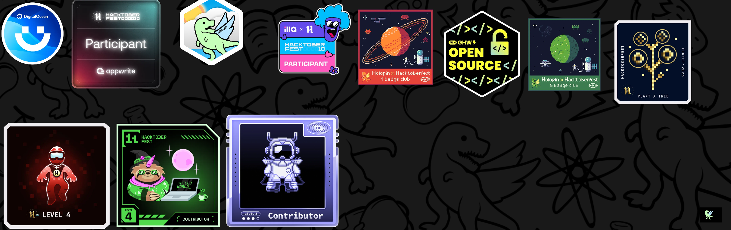 An image of @shariarhasan's Holopin badges, which is a link to view their full Holopin profile