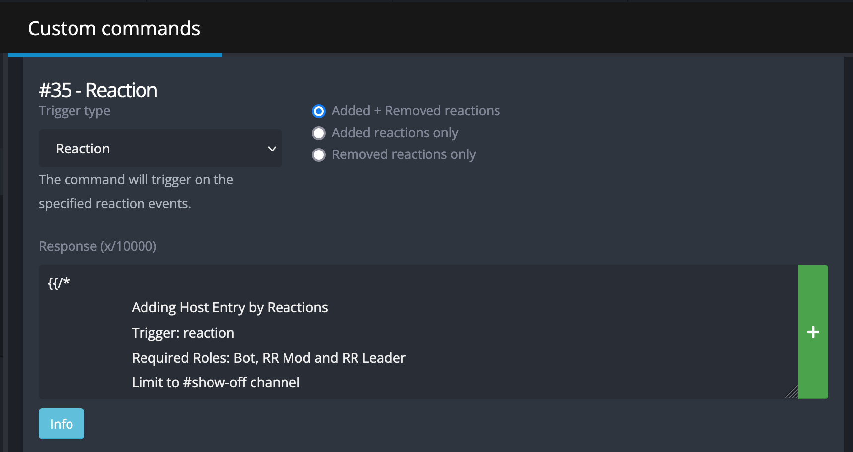 YAG Custom Commands—Reaction Trigger