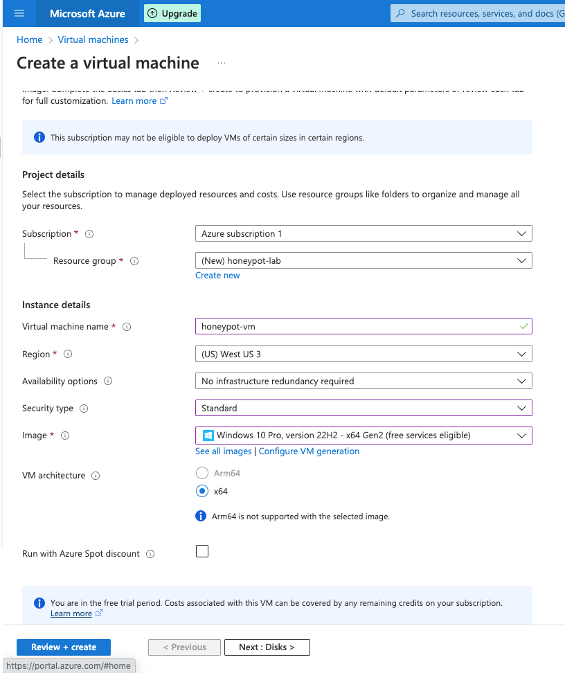 Honeypot VM Config