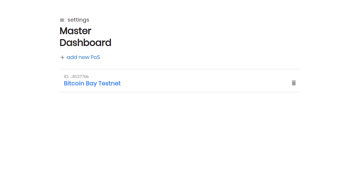 Master Dashboard view