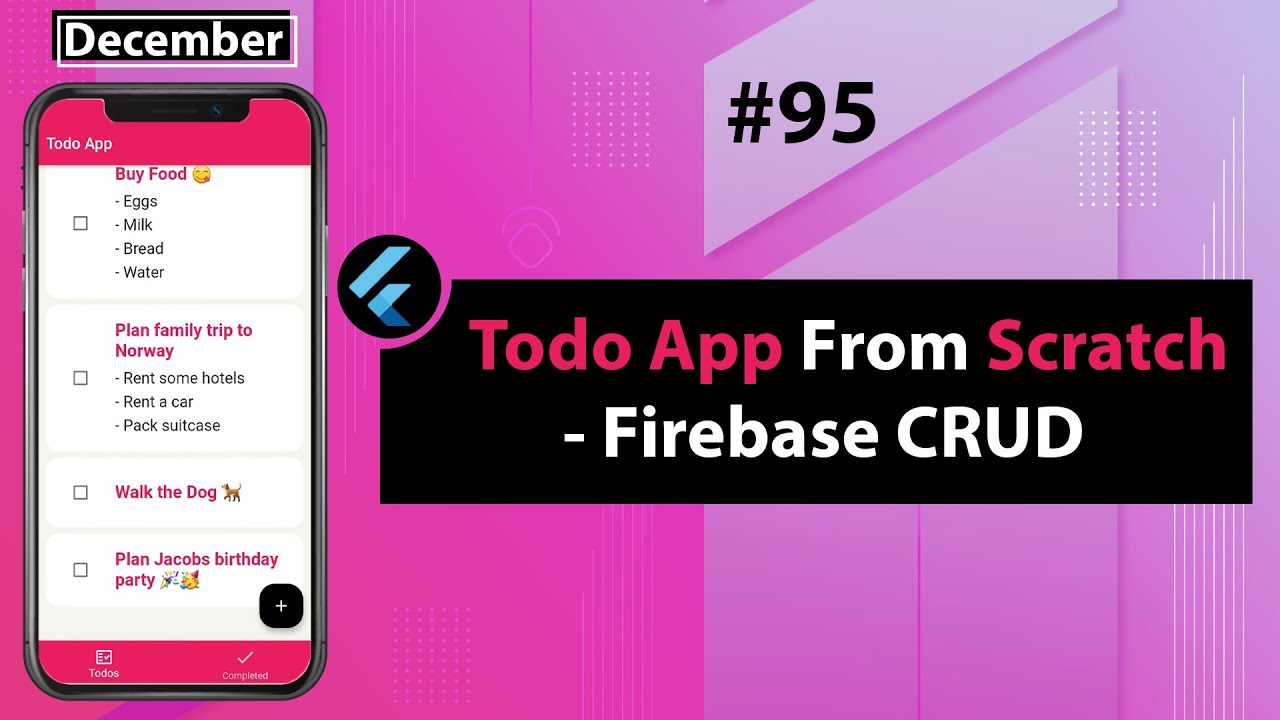 Flutter Tutorial - Todo App From Scratch - Firebase CRUD  YouTube video