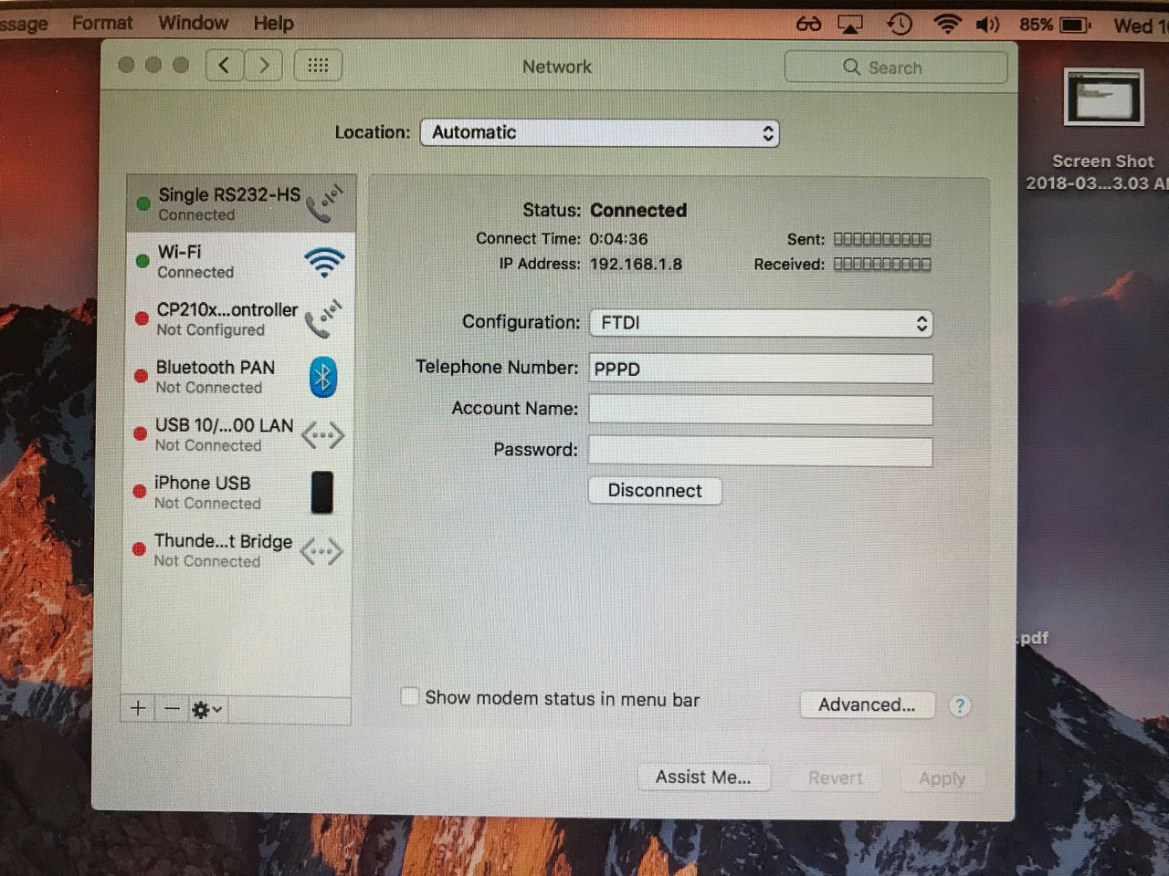 Mac OS X PPP connection to ESP32