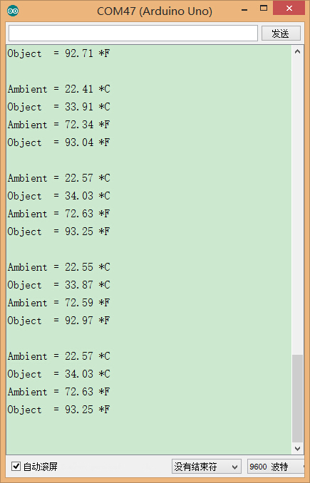 IR Thermometer Sensor-MLX90614测试结果