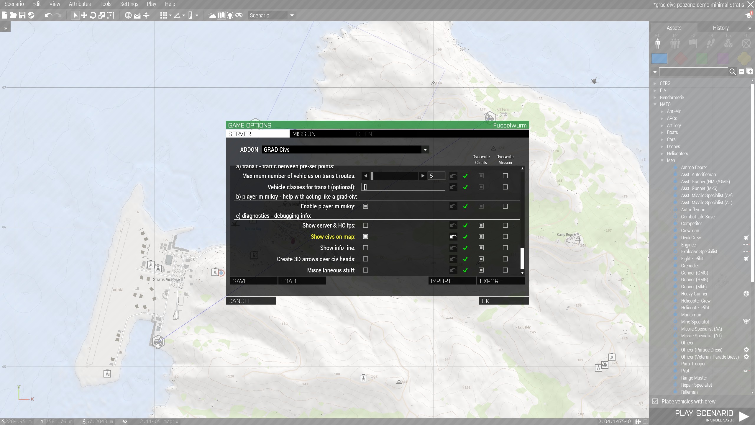 addon settings: show civs on map