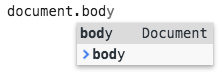 body autocomplete in chrome console