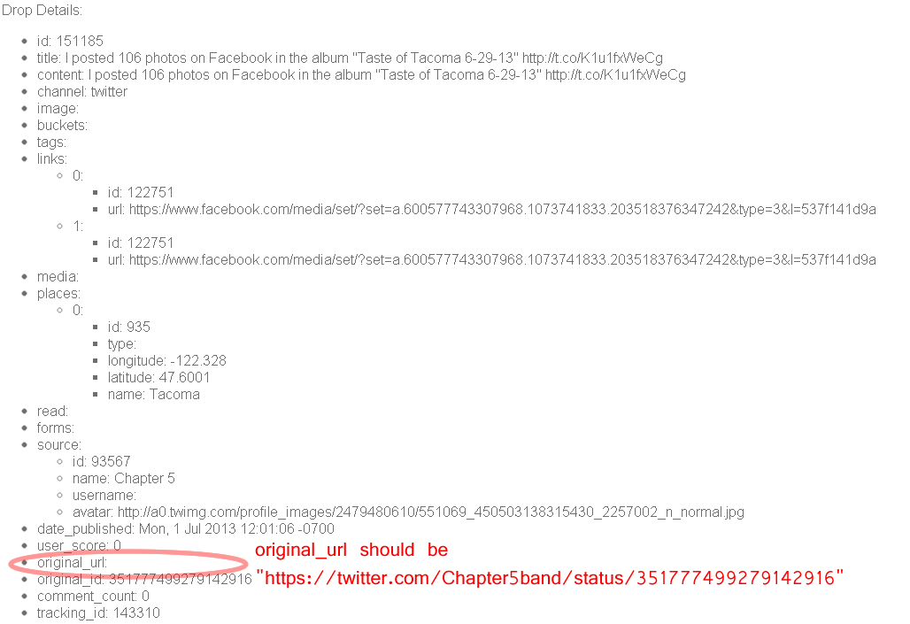 swiftriver api - drop details - blank original_url
