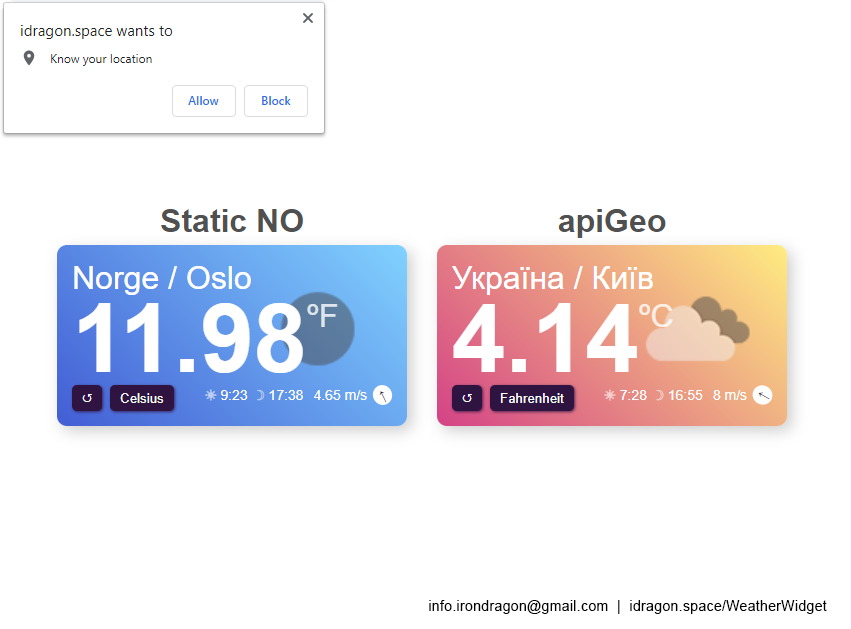 GitHub - IronDrag/WeatherWidget: Weather geolocation api widget · GitHub