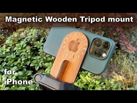 Magnetic tripod mount for iPhone / Wooden/ MagSafe ready