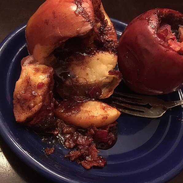 Apples with some bacon.