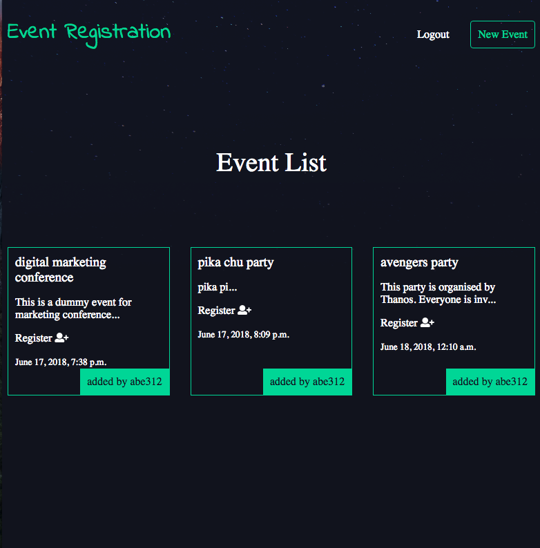 event list