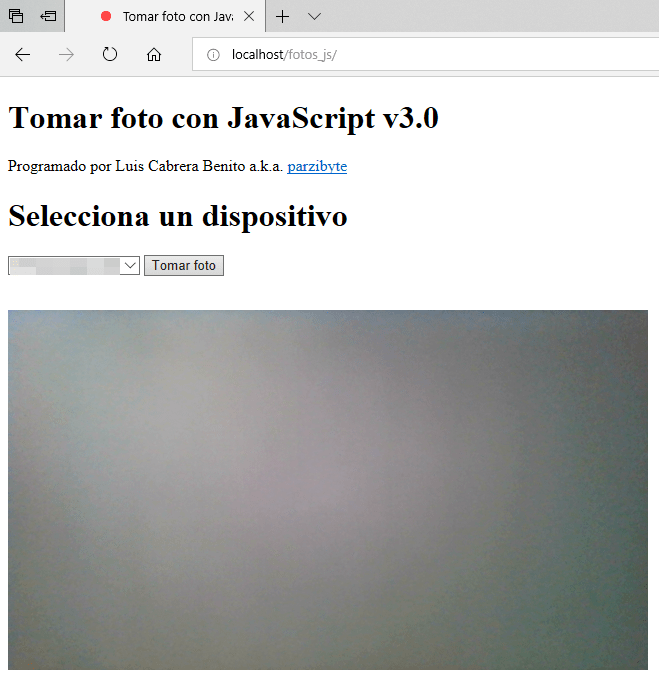 Tomar foto con JavaScript en Edge