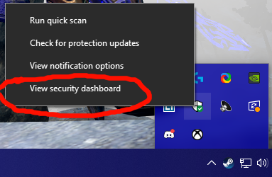 Right-Click and open security dashboard.