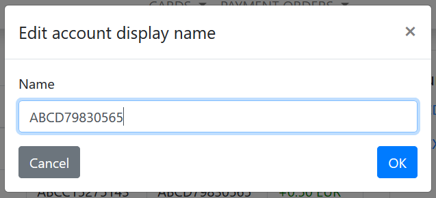 Display name dialog box