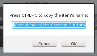 Popup helper to copy an item's name