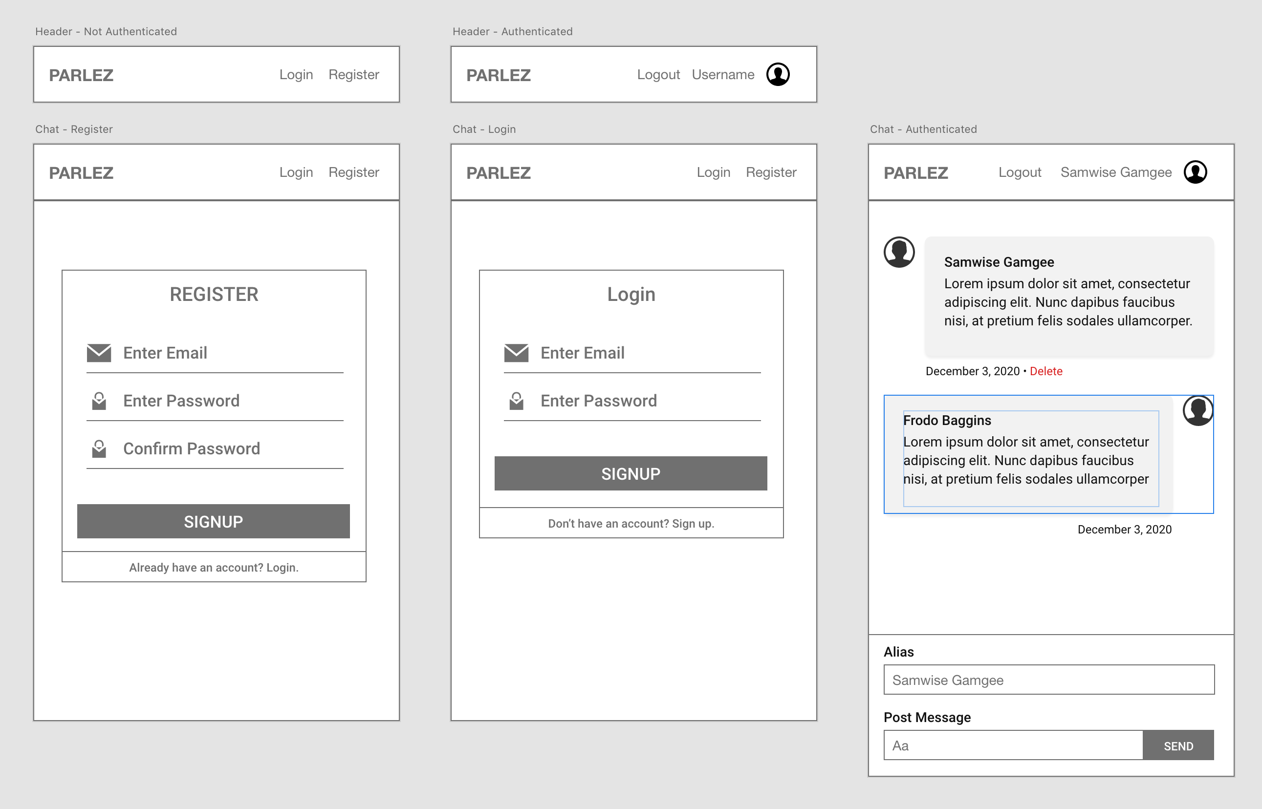 Low Fidelity for chat application