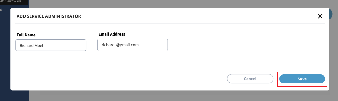 Add Service Administrator