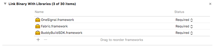 OneSignal Framework On Link Binary With Libraries