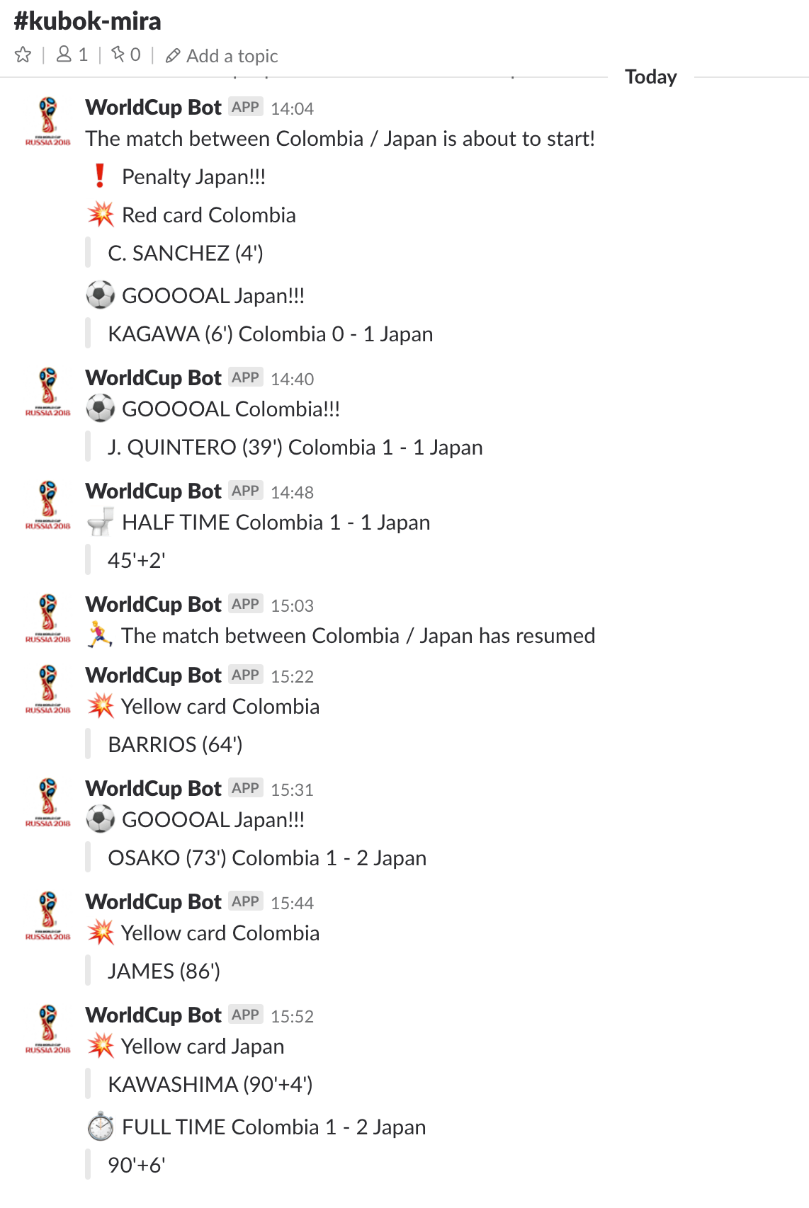 worldcup-slack-bot sample