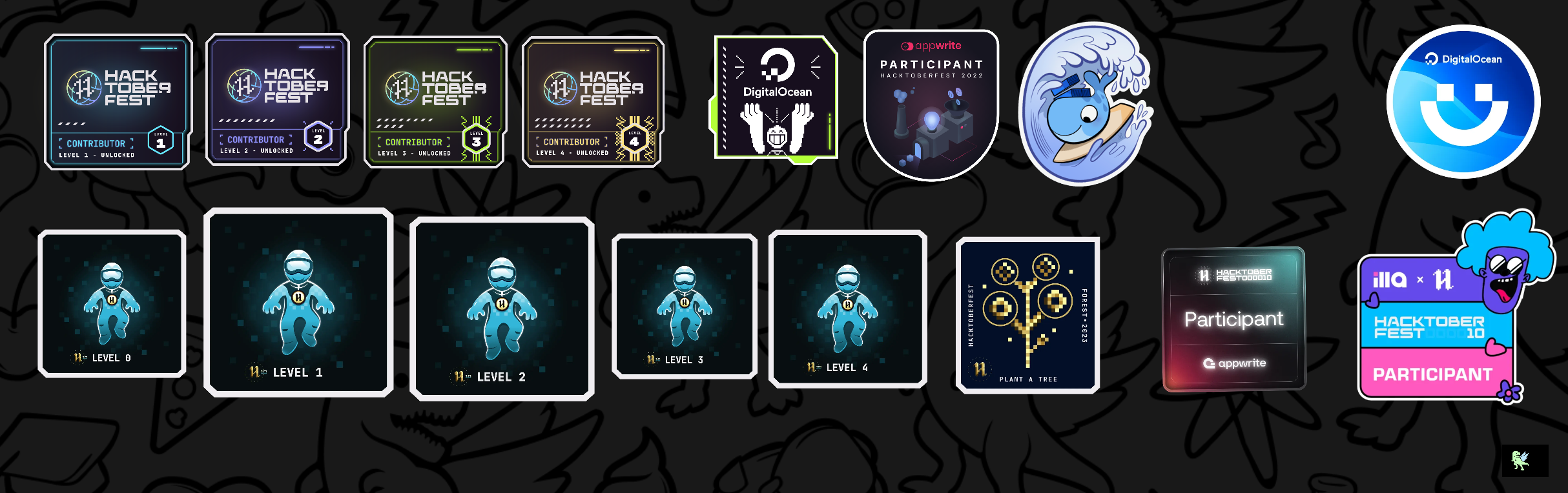 An image of @aman_thecodeaddict's Holopin badges, which is a link to view their full Holopin profile