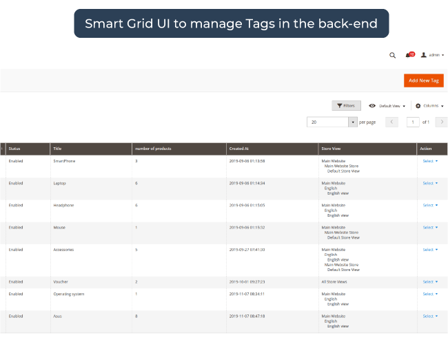  Magento product tags by smart Grid