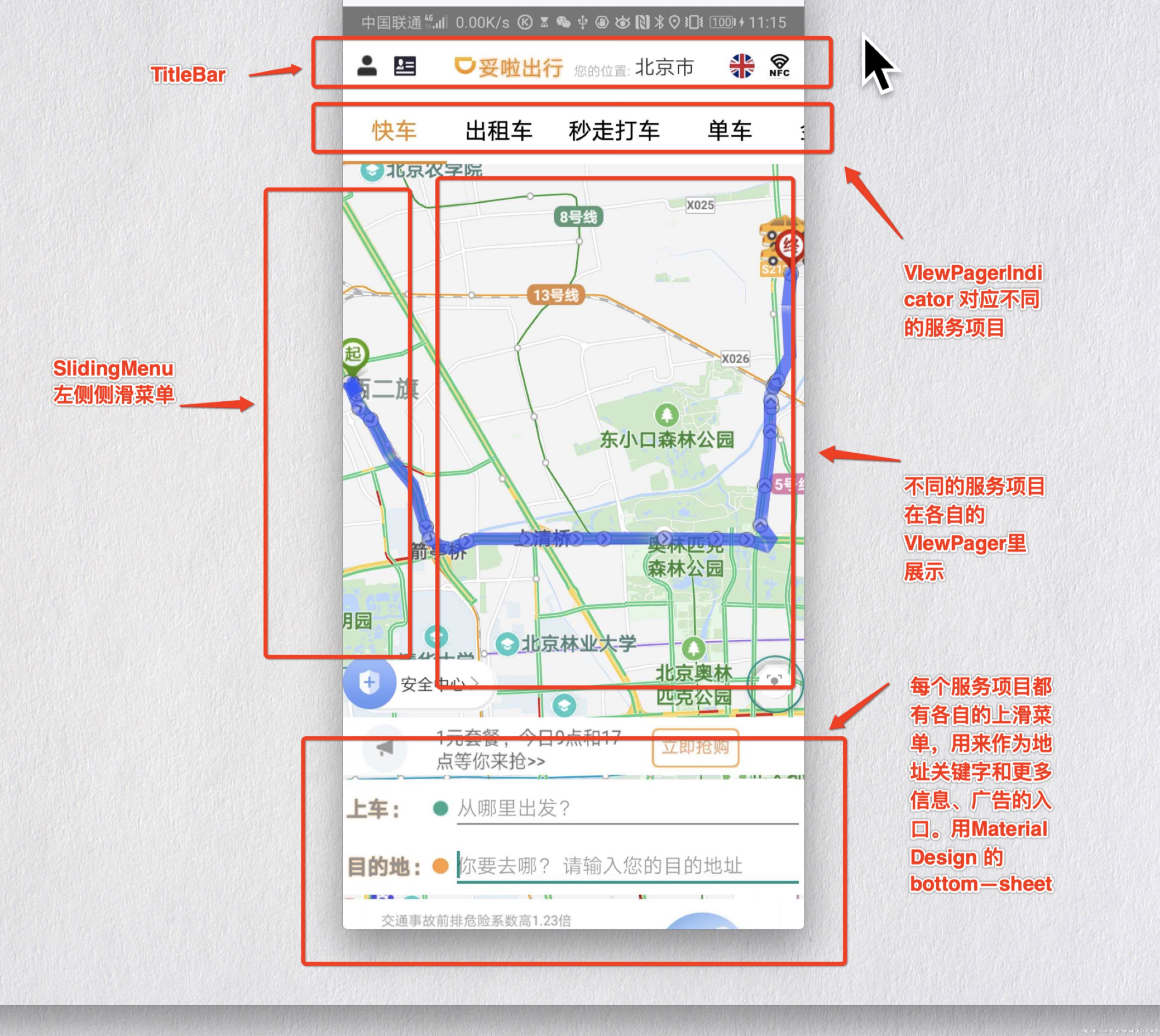 出行界面的UI结构