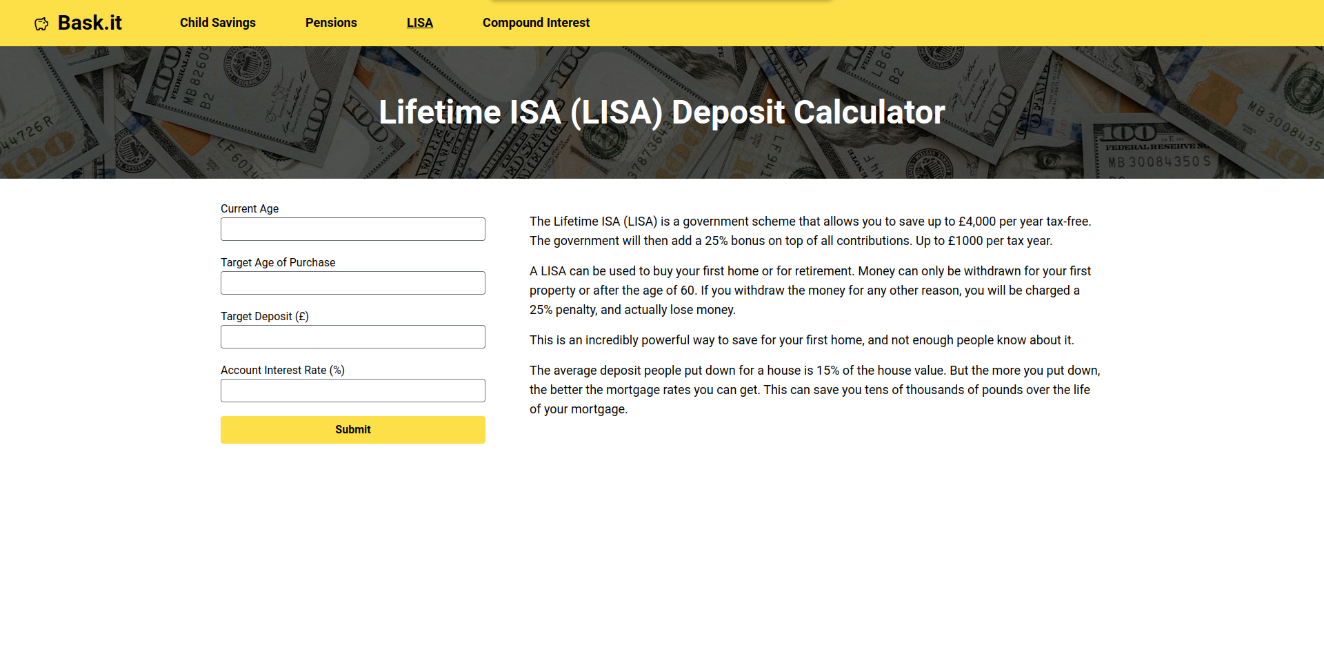 Lifetime ISA Deposit Calculator