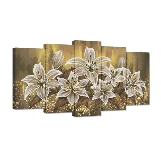 zlove-large-5-pieces-white-lily-flower-canvas-wall-art-abstract-vintage-gold-floral-artwork-painting-1