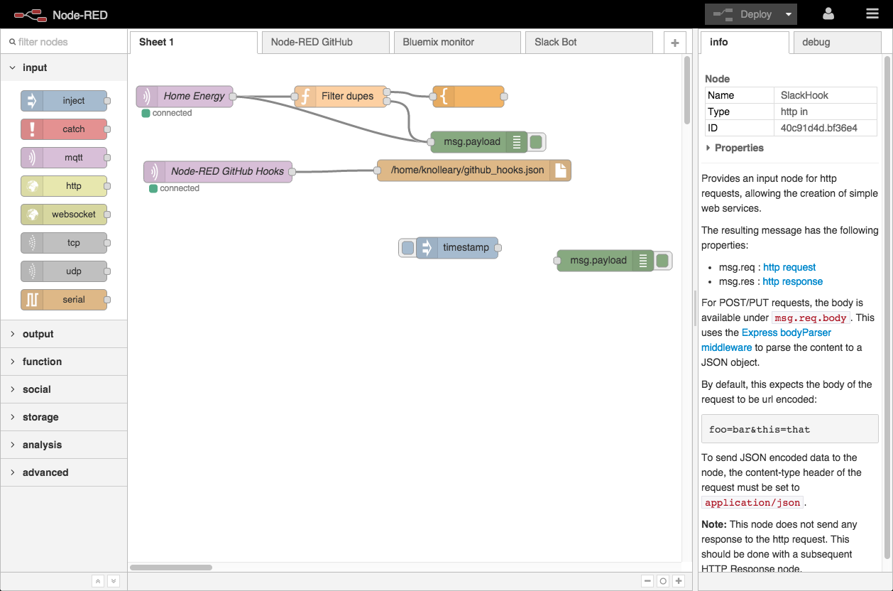 Node-RED: A visual tool for wiring the Internet of Things