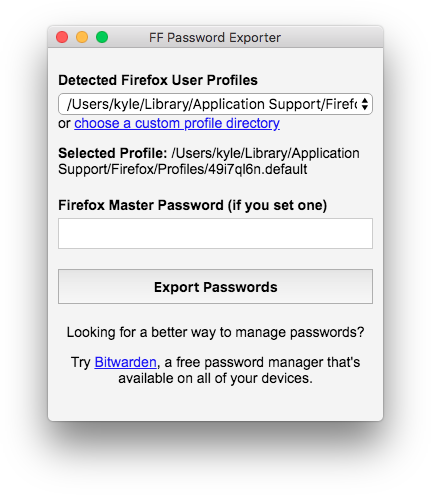 FF Password Exporter