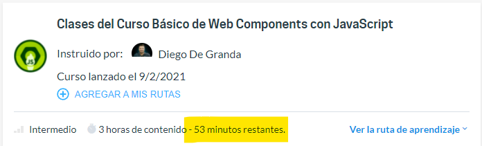 Tiempo restante para terminar un curso