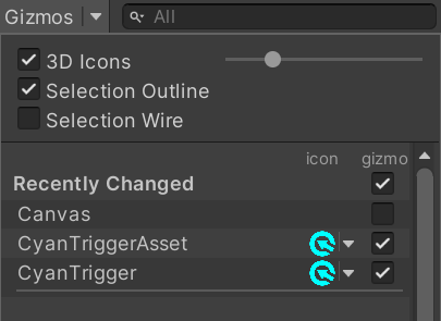 Icon gizmo toggle