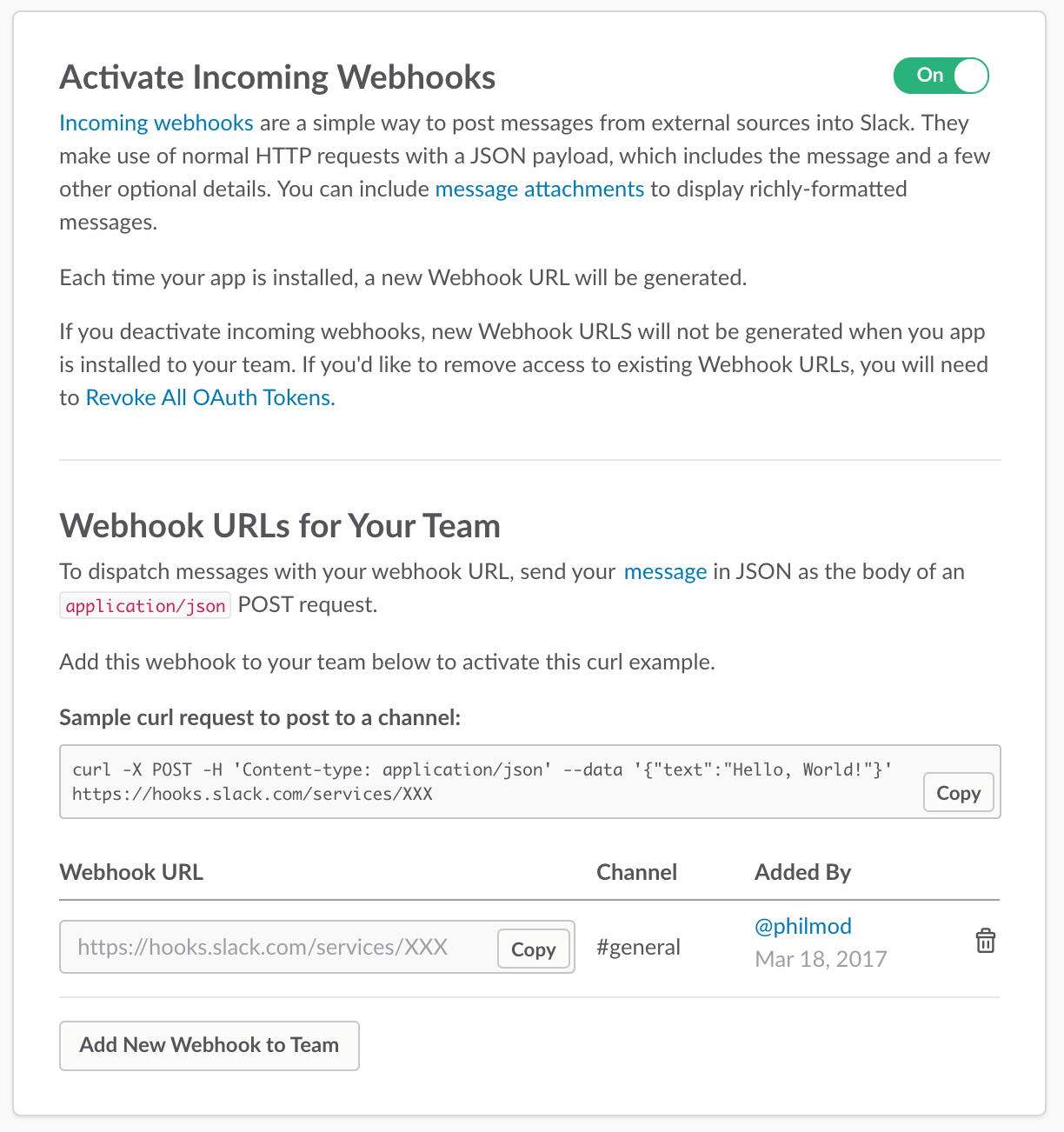 slack webhook