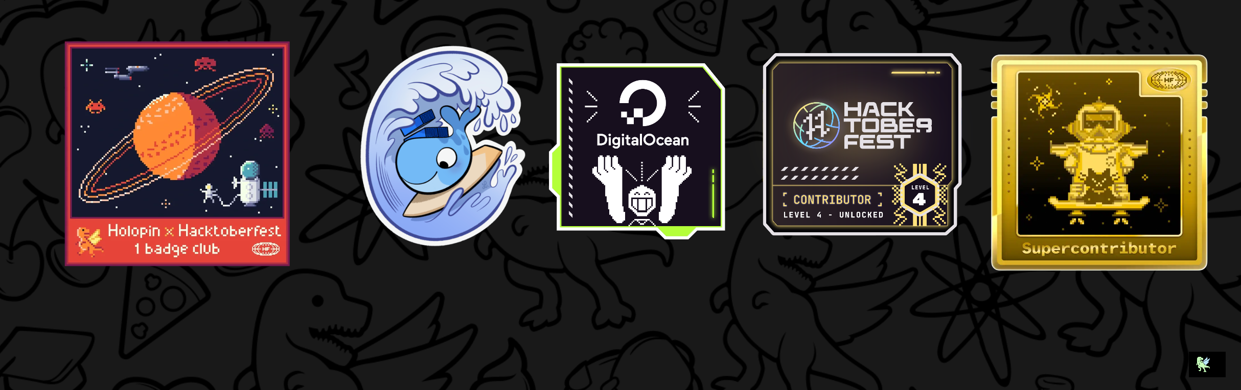 An image of @harvsg's Holopin badges, which is a link to view their full Holopin profile