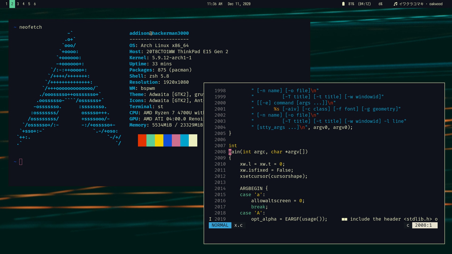 Screenshot of spaceduck theme on Arch