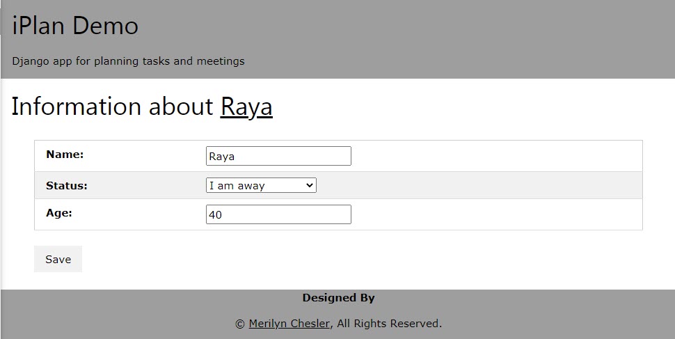 Person UpdateView for Raya