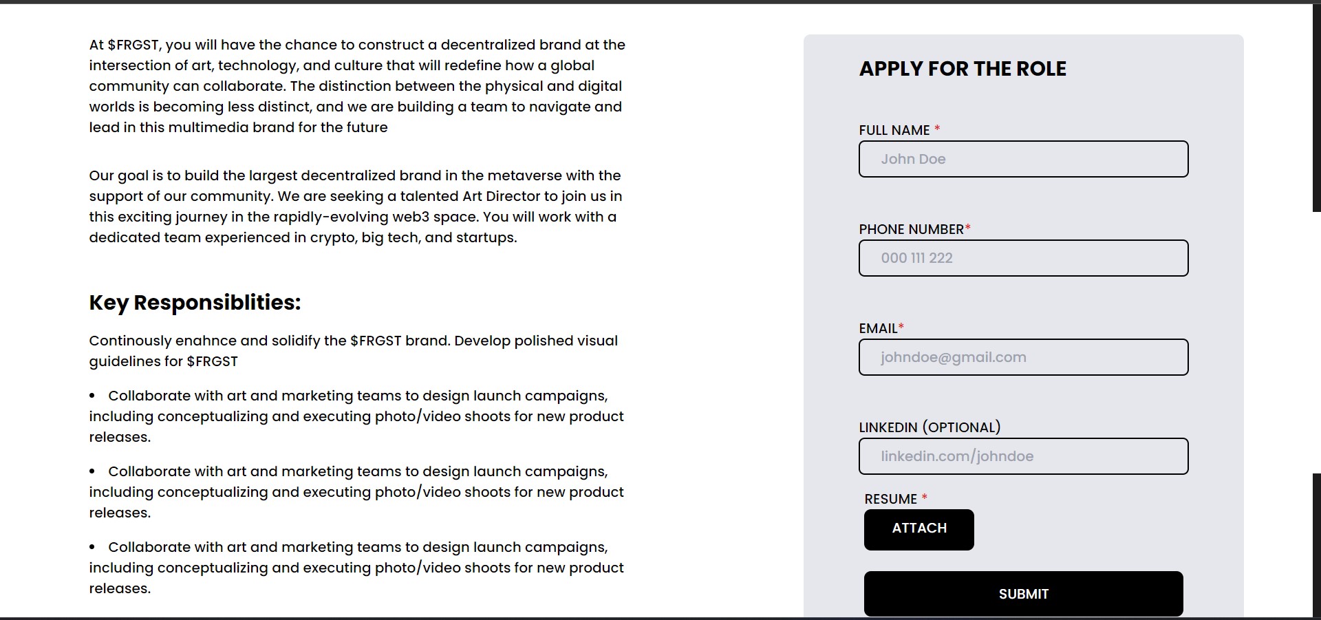 career specific page