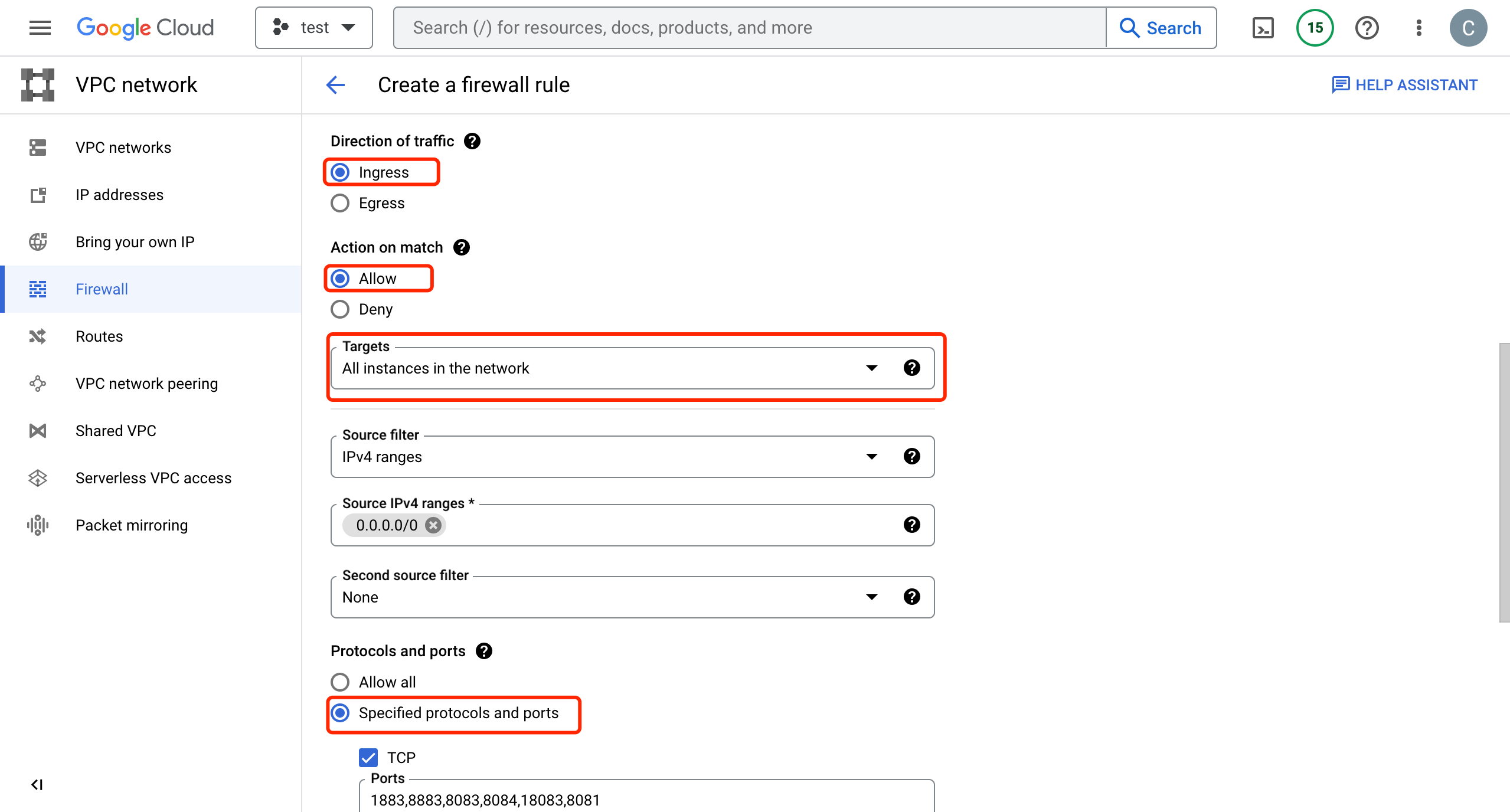 Firewall rule