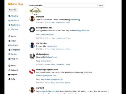 Micro.blog bookmarks and highlights