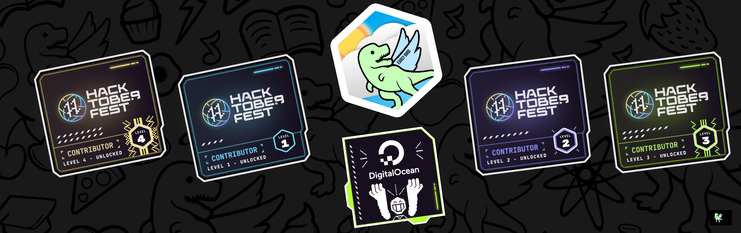 An image of @pausi's Holopin badges, which is a link to view their full Holopin profile