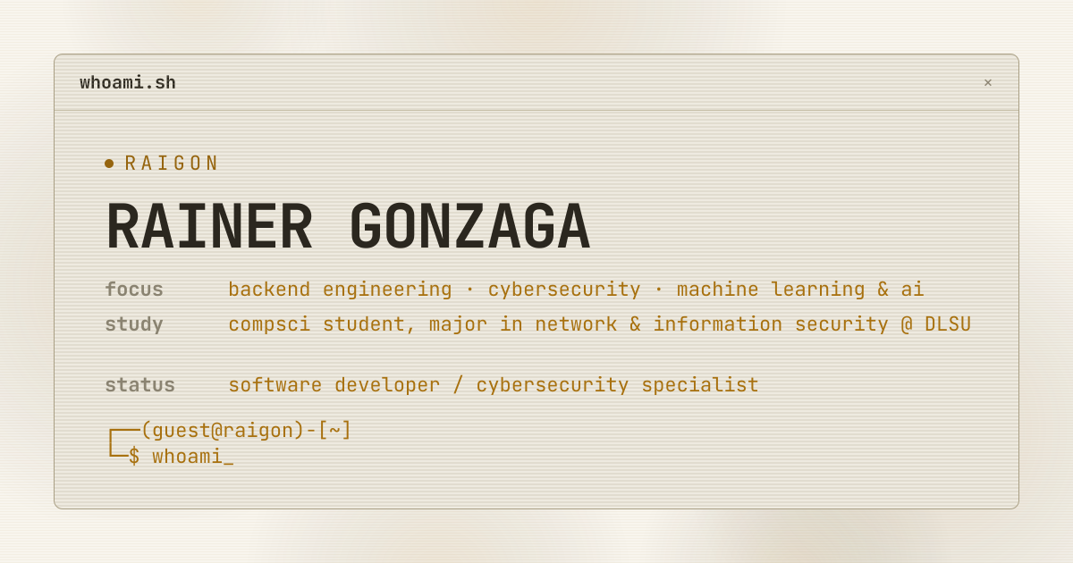 raigon.dev — Rainer Gonzaga's portfolio
