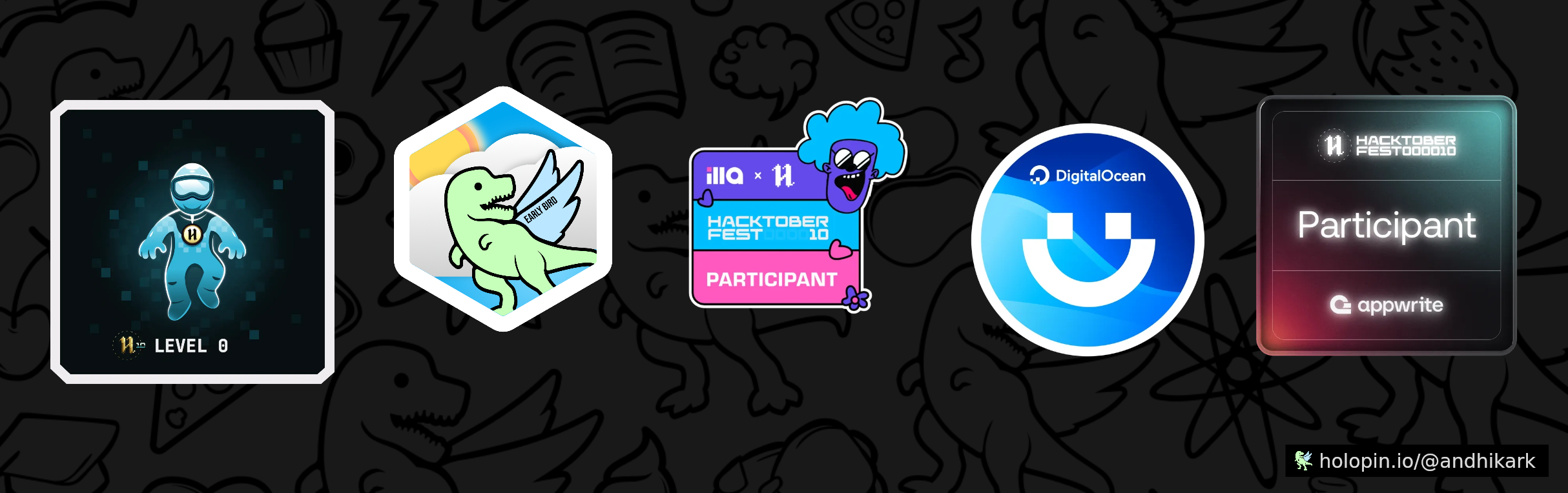 An image of @andhikark's Holopin badges, which is a link to view their full Holopin profile