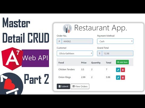 Video Tutorial for Angular 7 Master-Detail CRUD with Web API- Part 2