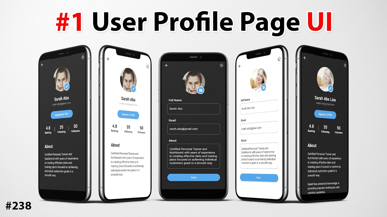 Flutter Tutorial - User Profile Page UI 1/2 YouTube video