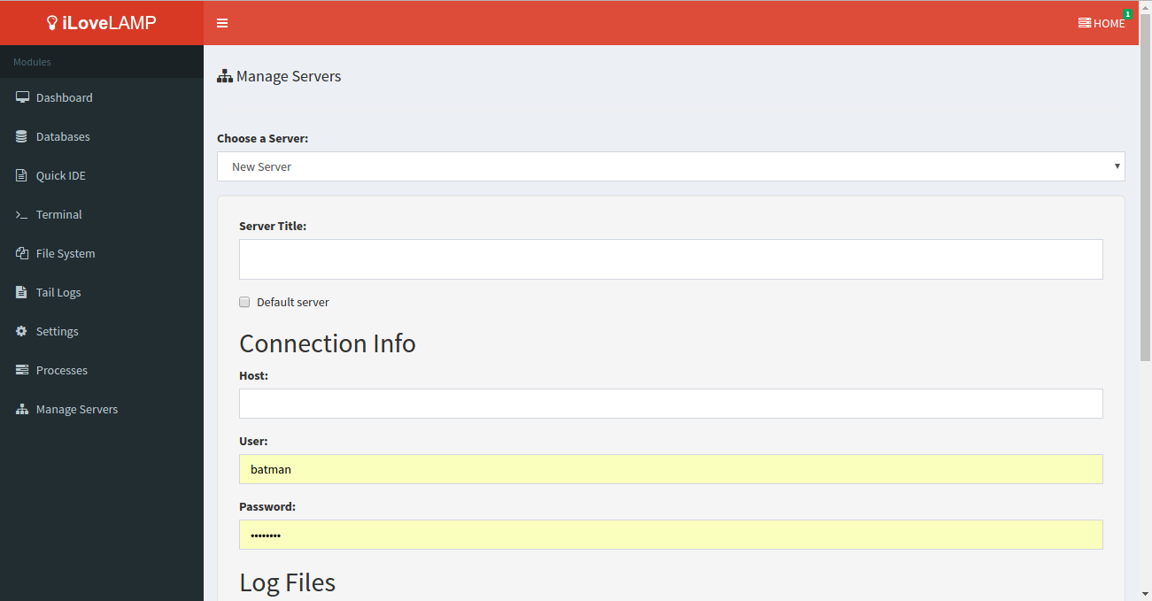 iLoveLAMP Manage Servers Screenshot