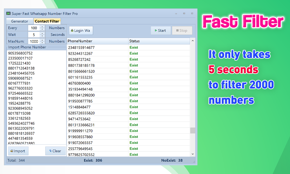 Super Fast Whatsapp Number Filter Pro-Full Reseller